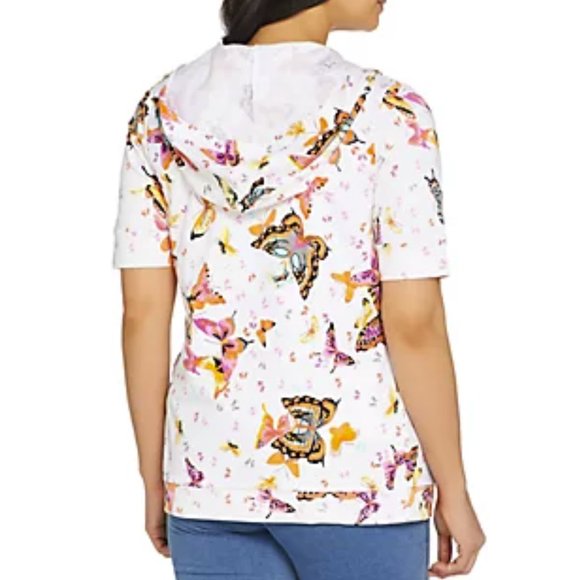 Quacker Factory Butterfly Printed Knit Hoody & Top - Picture 2 of 5